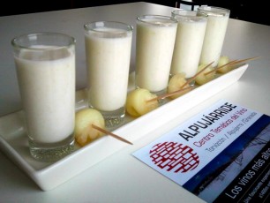 Ajoblanco marcona almond fresh soup with melon balls