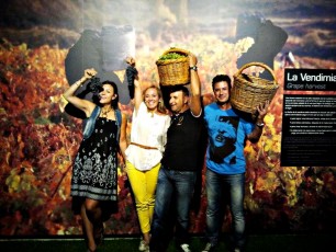 Some customers have fun at the Interactive Wine Museum